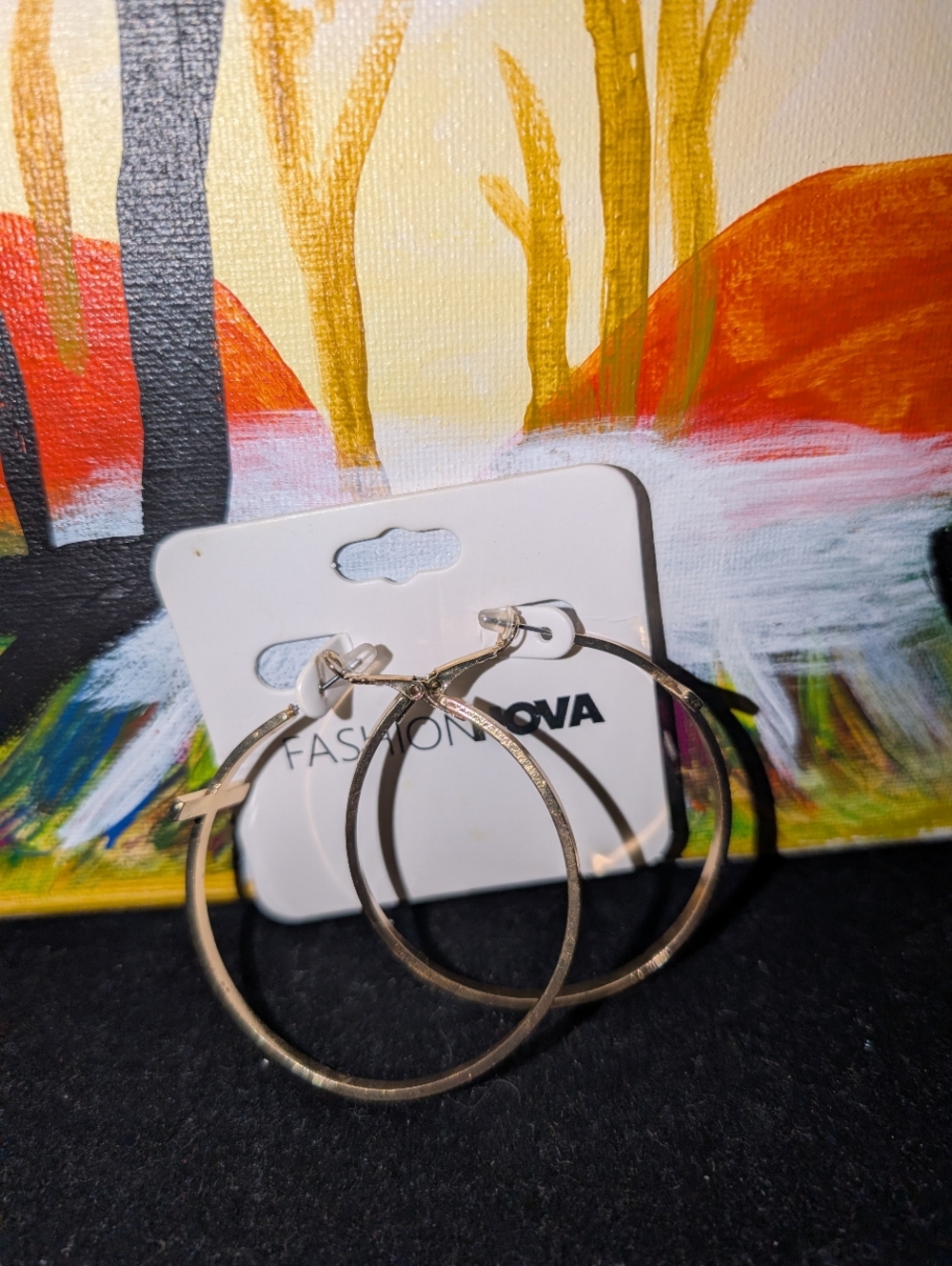 FASHION NOVA Gold Tone Cross Hoop Earrings